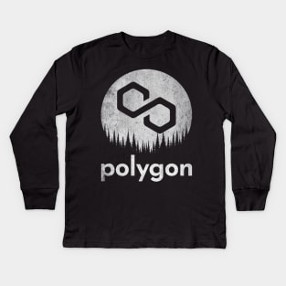 Vintage Polygon Matic Coin To The Moon Crypto Token Cryptocurrency Wallet Birthday Gift For Men Women Kids Kids Long Sleeve T-Shirt